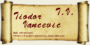 Tiodor Vančević vizit kartica